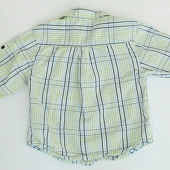 Childrens Place Button Up Shirt Infant Boys 6-9M Green Plaid Long Sleeve Collar‎ - Picture 3 of 6